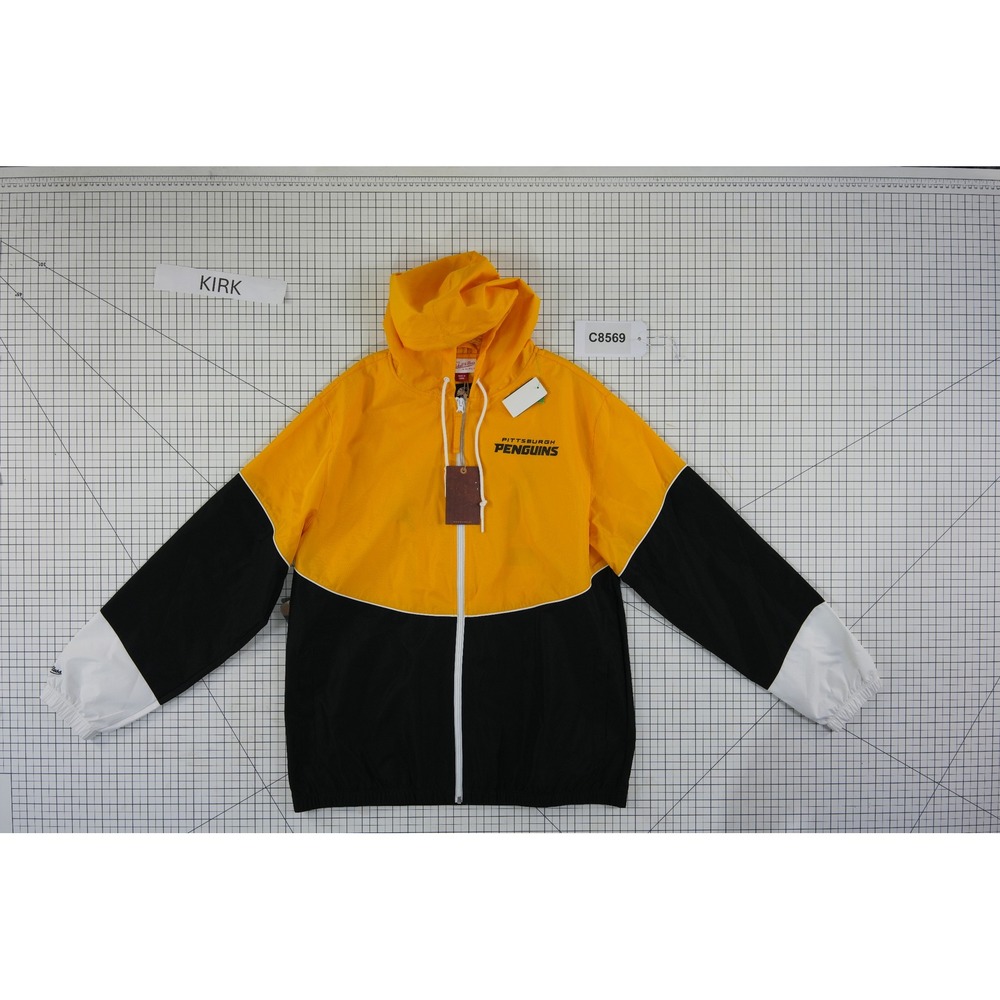 NEW Mitchell Ness Pittsburg Penguins Jacket Men's Size Large Yellow Windbreaker - Picture 9 of 10